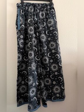 Rising International Pants Wide Leg Pull On Sun Moon Celestial Hippie Goth